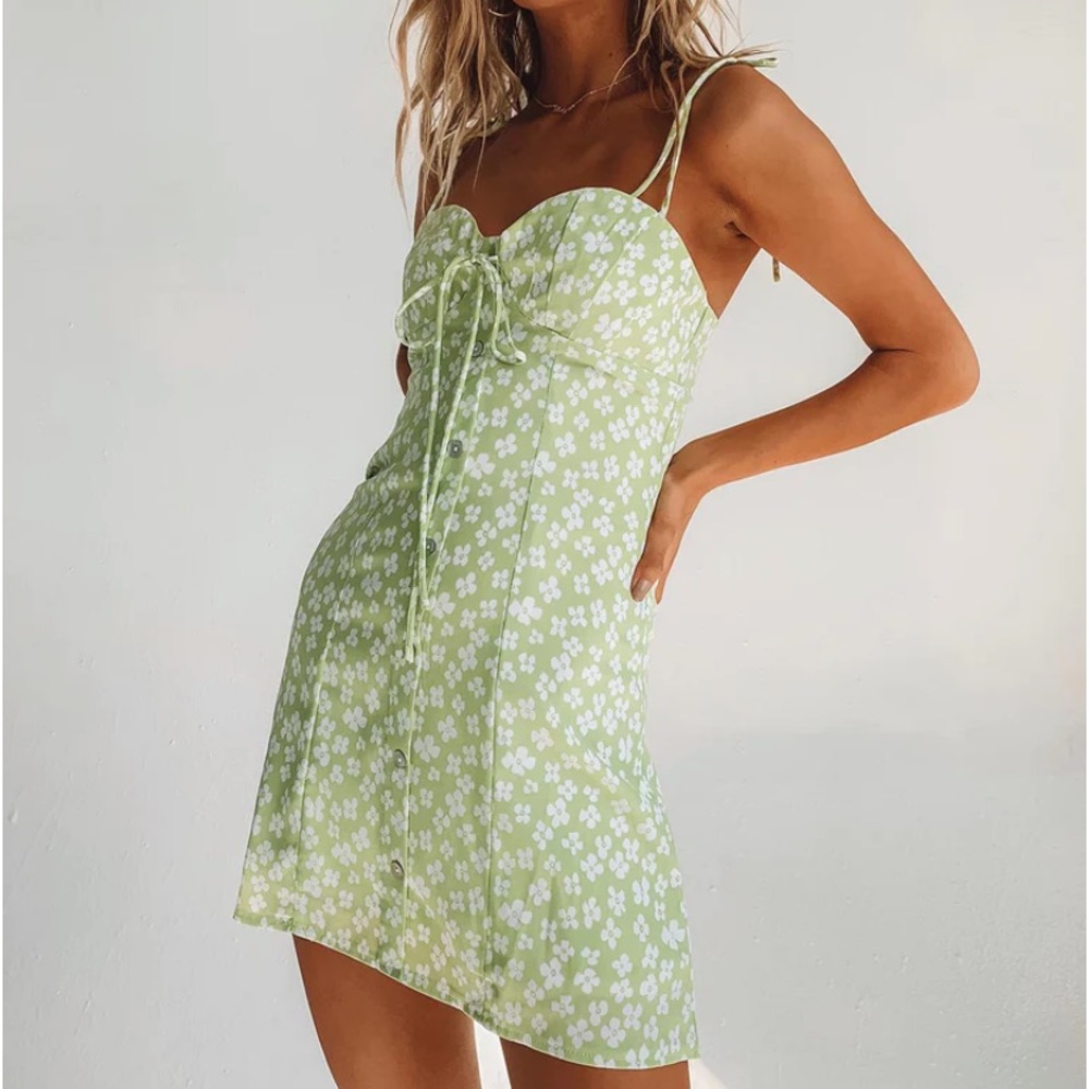 NWT Princess Polly Green Floral Sundress